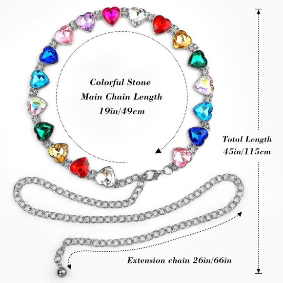Women\'s Gold Rainbow Rhinestone Waist Chain Belt Y2K Festival Chain Belt Dresses main image 4